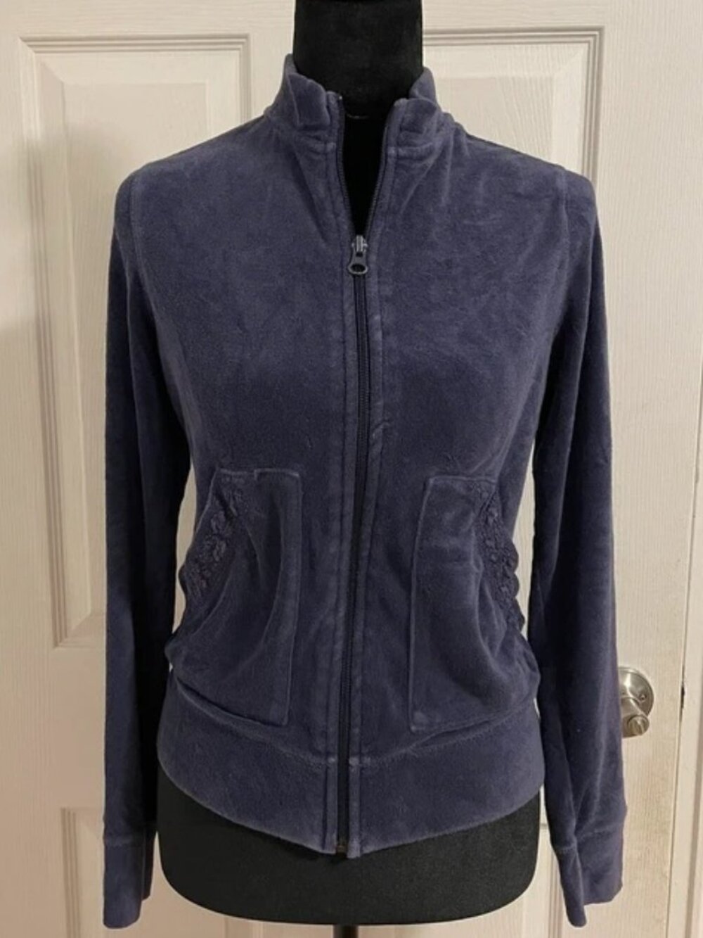 Banana Republic Women's Navy Full Zip Fleece Sweater S